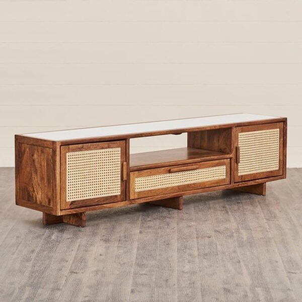 Rattan cane tv unit